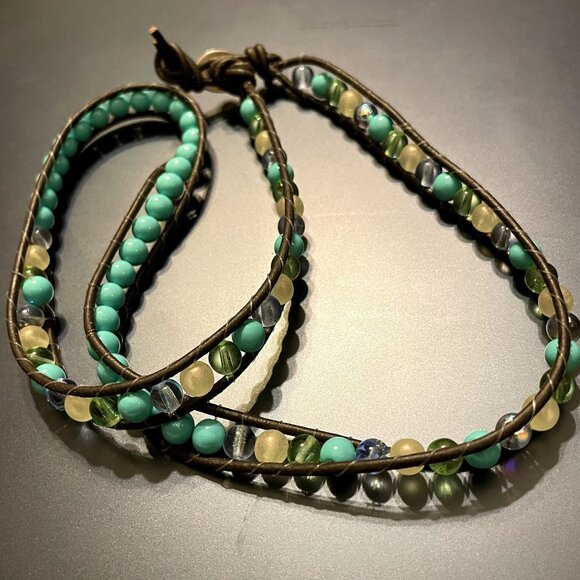 3 for $15 CLEARANCE Turquoise and Glass Beaded Strand Bracelet/Necklace - Picture 6 of 7